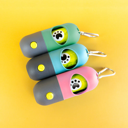 Poop Bag Dispenser with LED Flashlight